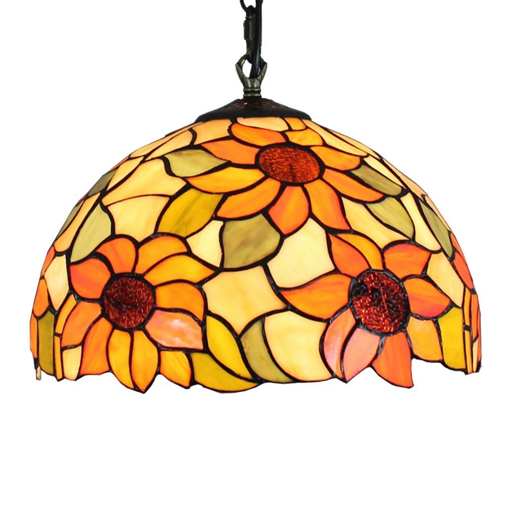 Lampe pendante en verre tiffany rétro e27 lustre de plafond - 5