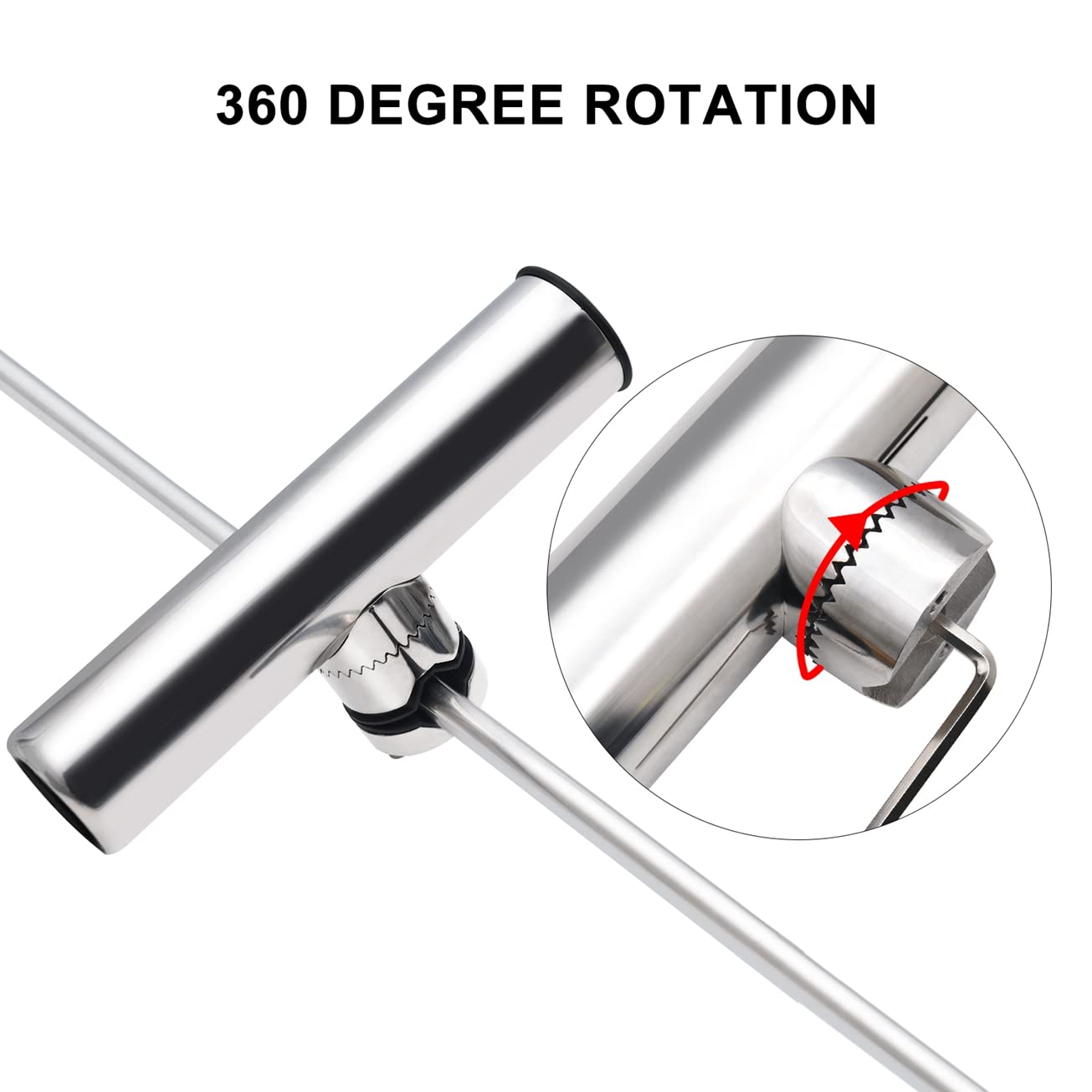 Soporte para caña de pescar de acero inoxidable ajustable 360 grados para rieles 22-26 mm 2 unidades
