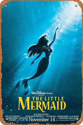 Póster de la película The Little Mermaid (#1 de 10) 1989, cartel de la película de 1989, letreros metálicos, arte de pared vintage, 8 x 12 pulgadas disponible en Yaxa Venezuela