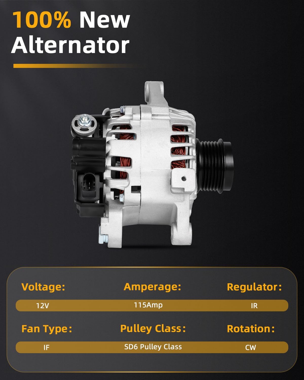 115A SCITOO Alternator New for Toyota for Corolla 2014-2018 12V CW SD6 Pulley Class Ref: 11693 2138297 213-8297 2614390 270600T230