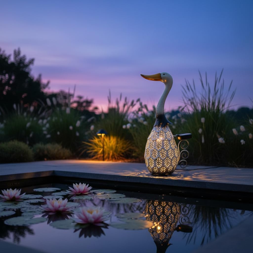 HONGLAND Metal Goose Yard Decor,18" Solar Gooses Yard Decorations Outdoor, Garden Statues Decor Outside,Farm Lawn Decorative Figurine for Home Patio Backyard