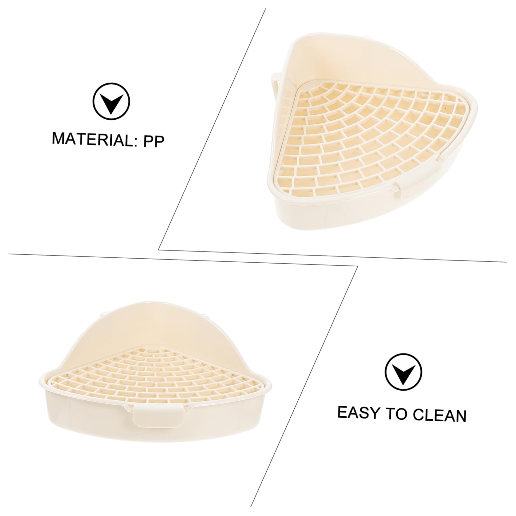 BESPORTBLE 3pezzi Toilette per Conigli e Piccoli Animali Vasino per Addestramento Lettiera Antiscivolo Design per Coniglietti Criceti e Cavia Oatmeal