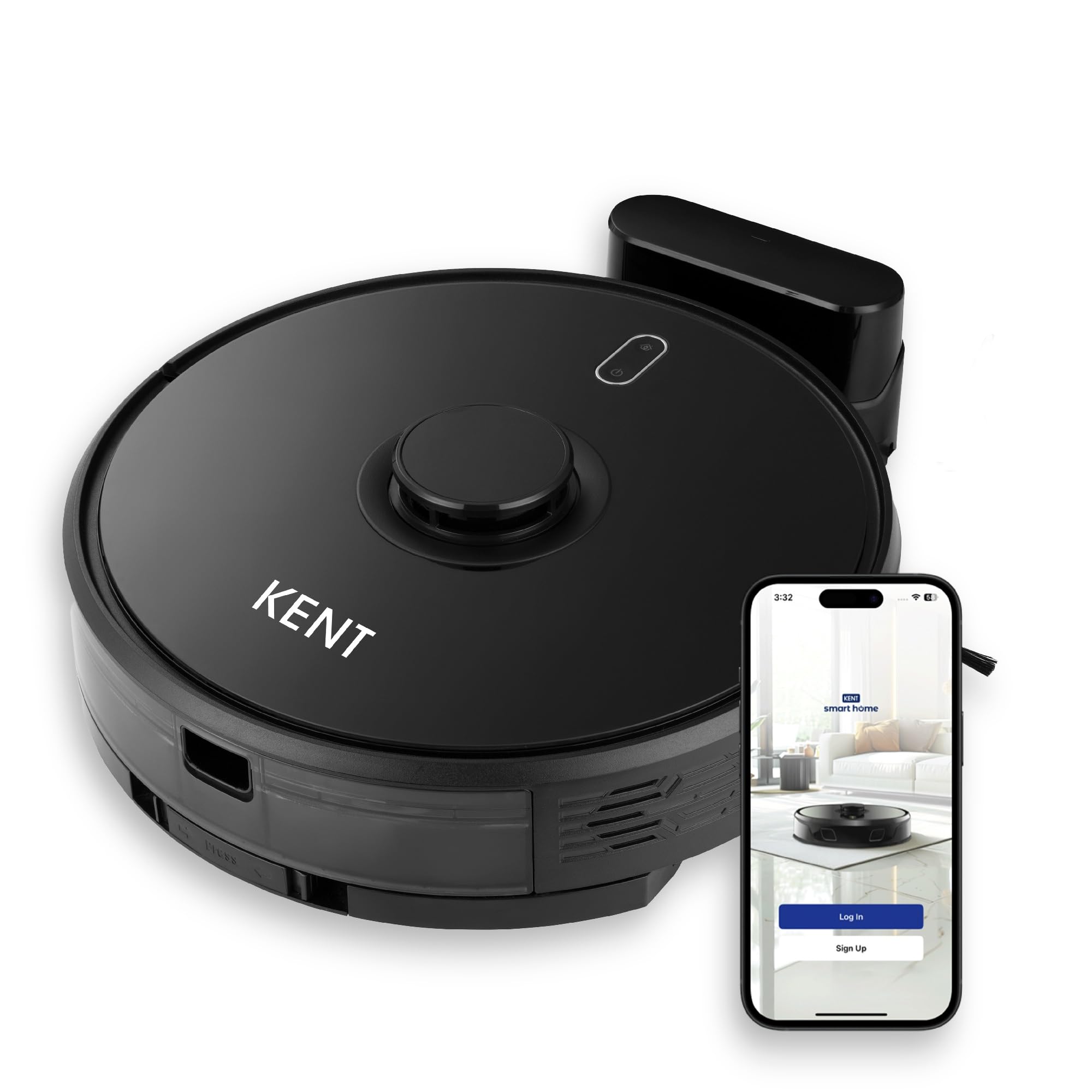 KENT RoboKlean R1 Robotic Vacuum Cleaner | 8500Pa Strong Suction | Anti-Fall Feature | 3 Hrs Runtime | Advanced LDS Navigation | Self Charging | Smart App & Voice Control
