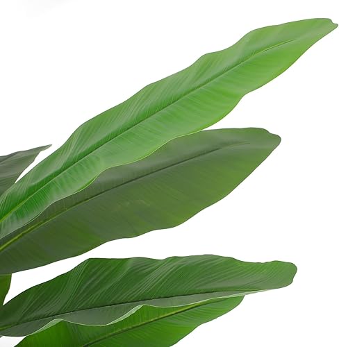 Miniatura 2 de Árbol de plátano artificial alto, árbol de hoja de plátano sintético de 5 pies (60 pulgadas) con hojas realistas suaves y brillantes, árboles falsos