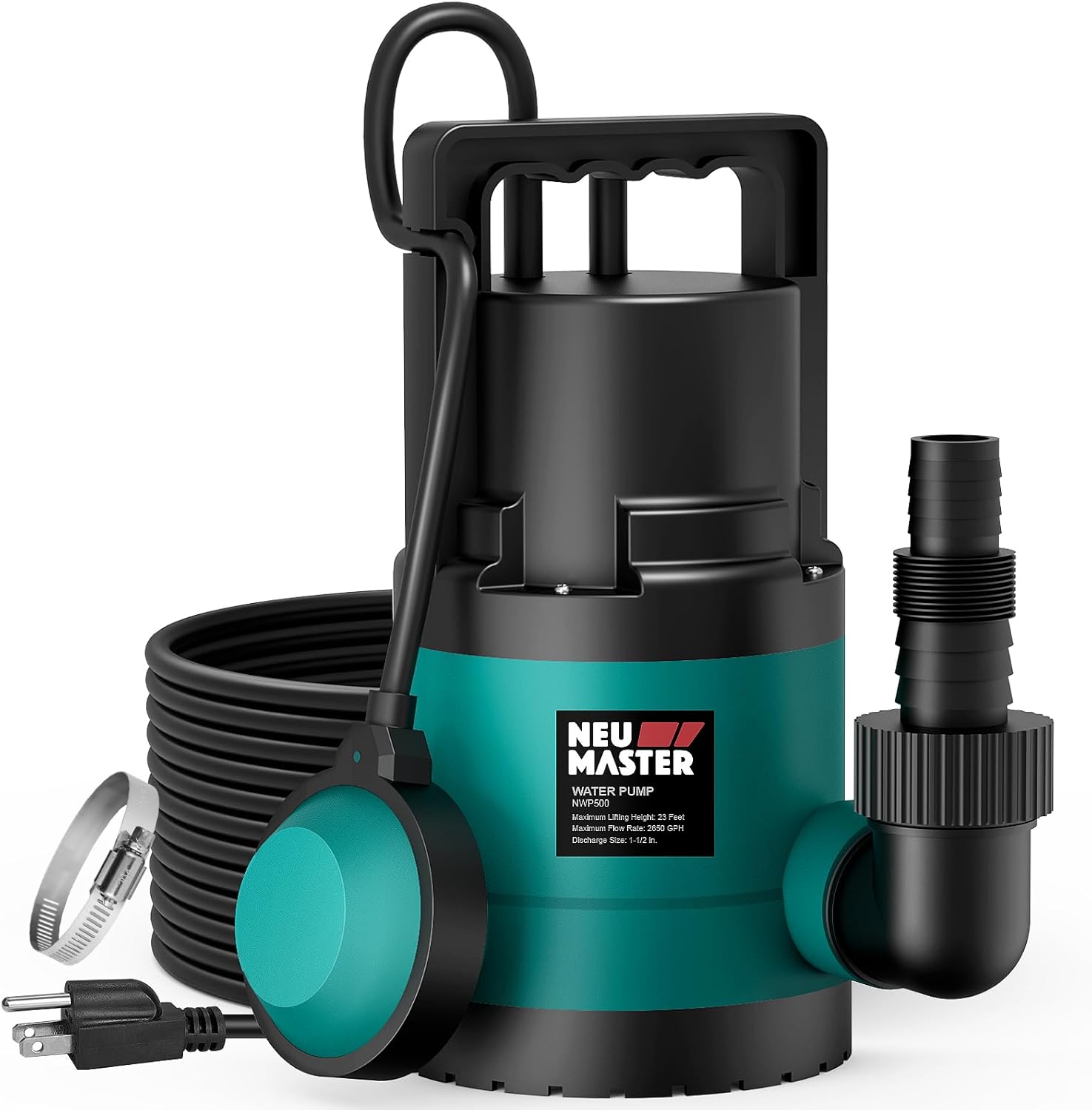 Sump Pump, NEU MASTER Submersible Water Pump 1/3 HP 2650GPH with