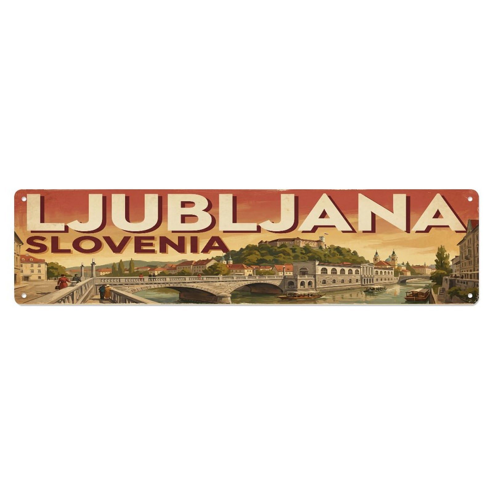 Tgrcjimh Style Metal Tin Sign Slovenia Ljubljana Retro Travel