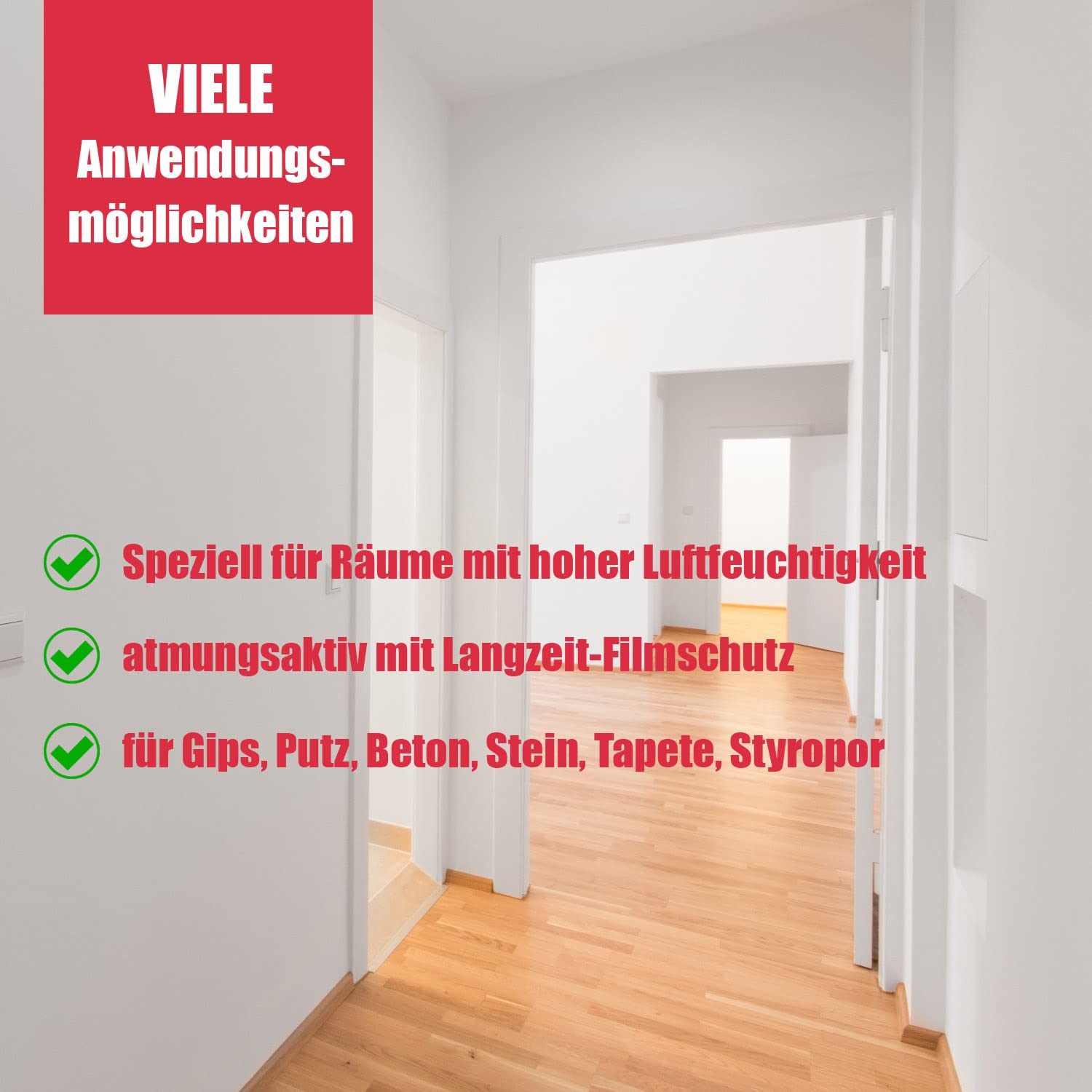 DICHTON Anti Schimmel Farbe 5l weiß matt - Feuchtraumfarbe, Antischimmelfarbe, Wandfarbe mit hoher Deckkraft und Reichweite, lösemittel- und weichmacherfrei, atmungsaktiv D.49W