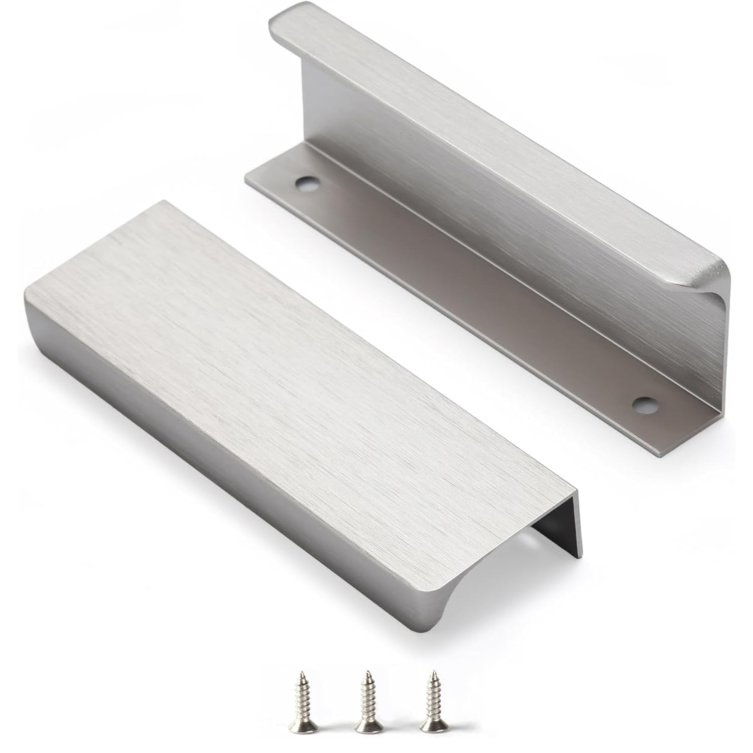 Satanga Edge Finger Tab Pull for cabinets Kitchen Concealed Drawer pulls Aluminum Flat Hidden Back Mount Door Handle for Home Pack of 6 Modern Brushed