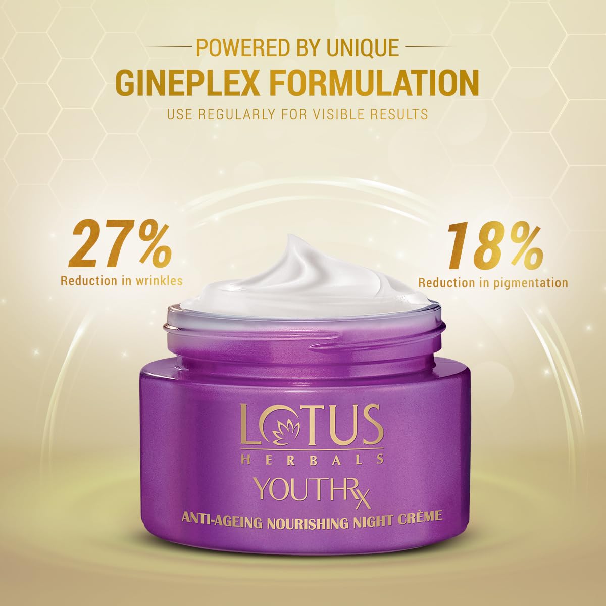 Lotus Herbals YouthRx Anti Ageing Nourishing Night Cream | Anti Wrinkle & Fine Lines Repair | Skin Firming & Hydrating Night Moisturizer | With Ginseng & Ginger Extract | For All Skin Types | 50g 2