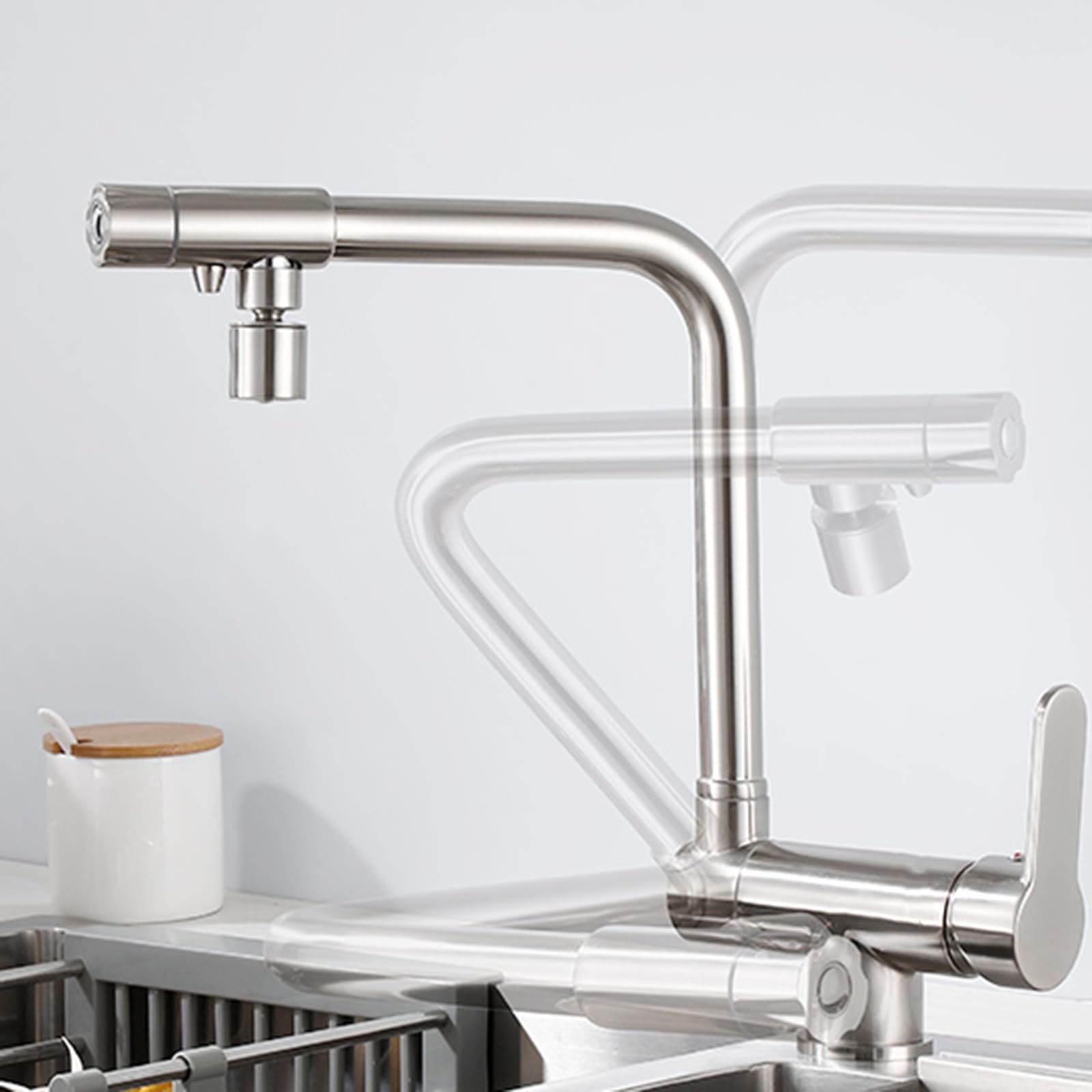 Robinet de cuisine 3 voies pliable en laiton chrome