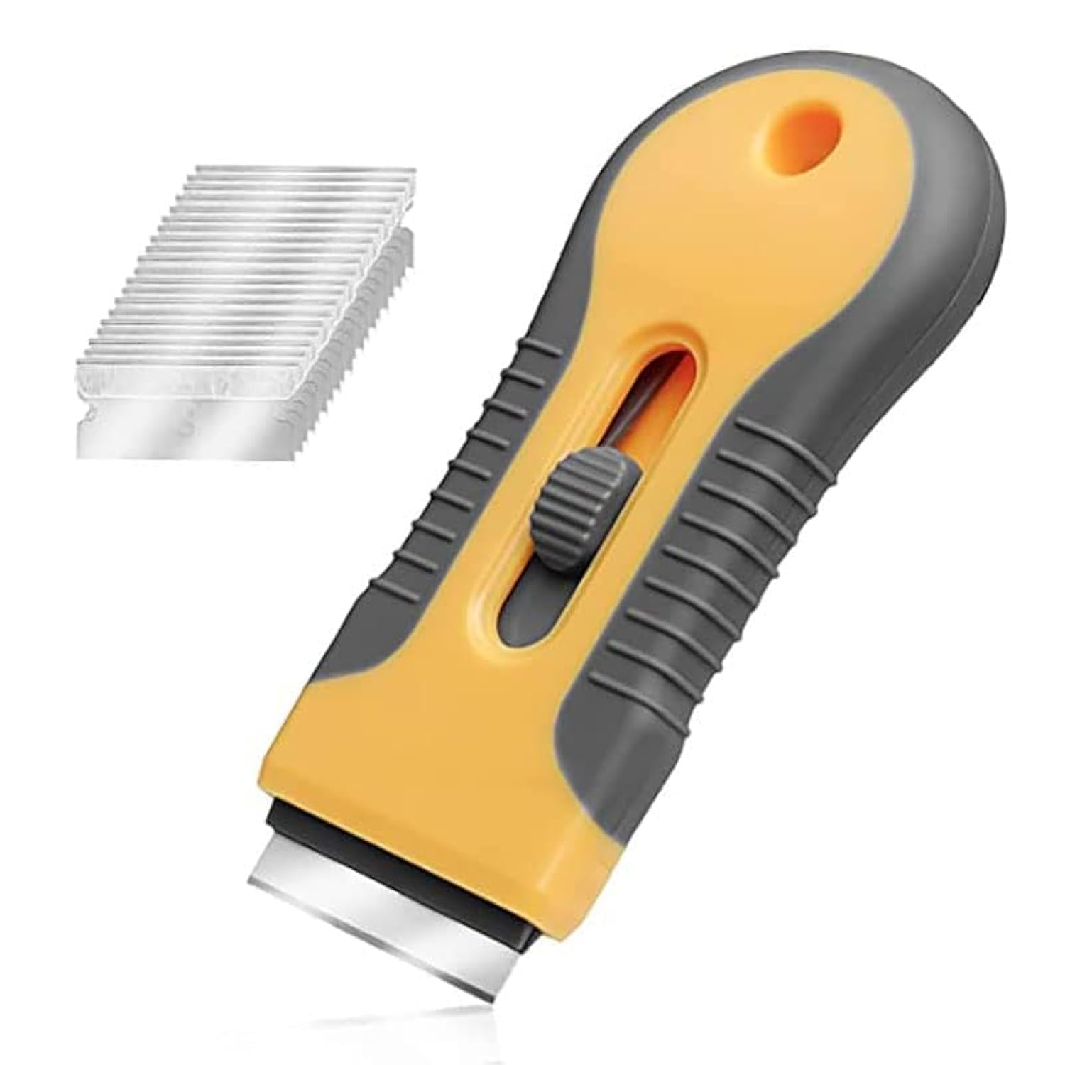 1.5inch Razor Blade Scraper, Glass & Ceramic Hob Knife Cleaner, With 15 Replaceable Metal Blades, Metal Scraper Comfort Grip