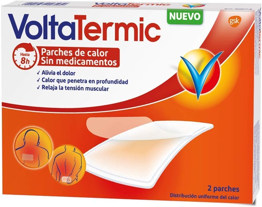 VOLTATERMICHeat Patches, Pain Relief 24 Hours, Relax Muscle Tension, Drug Free, 2 Rectangular Patches