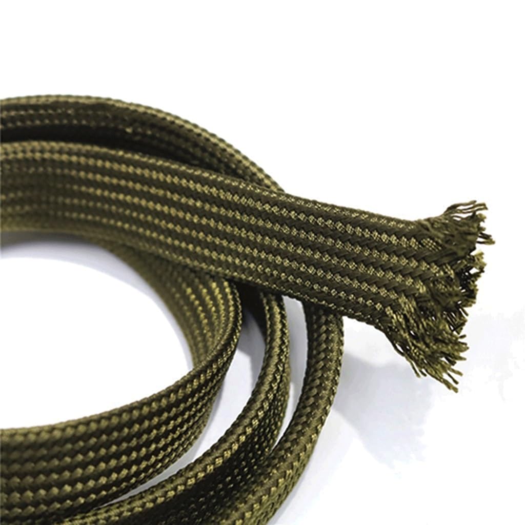 Funda for Cable Trenzado de Algodón Verde de 20 Metros - Protección de Cable Elástica y Expandible for Electrónica, Automoción y Uso Doméstico(8mm)