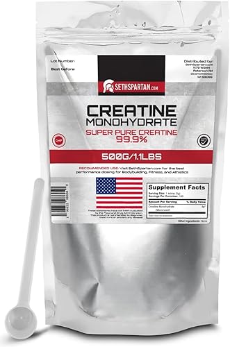 SethSpartan.com Monohidrato de creatina - 99.9% pureza - Creatina súper micronizada - 1.1 libras17.64oz