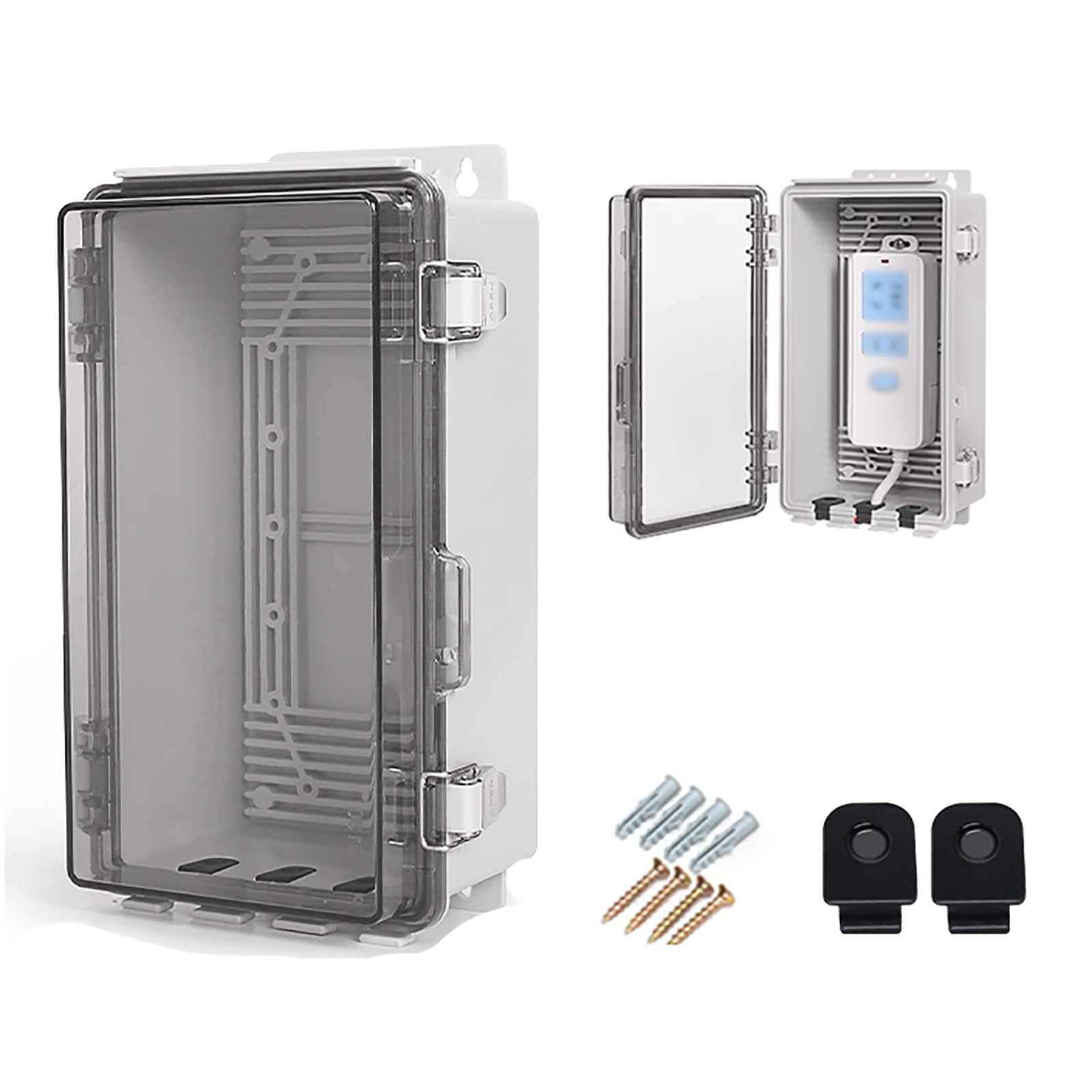 Caja Conexiones Exterior, Caja Estanca Exterior Electrica para Luces de Regleta, Controladores de Bombas(Clear,12.5x22.5x11cm/5x9x4.3in)