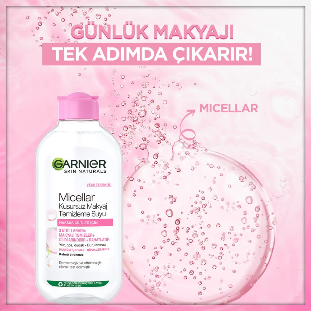 Maybelline New York Lash Sensational Yelpaze Etkili Intense Black Maskara - Ekstra Siyah + Garnier Skin Naturals Micellar Kusursuz Makyaj Temizleme Suyu (200 ml)