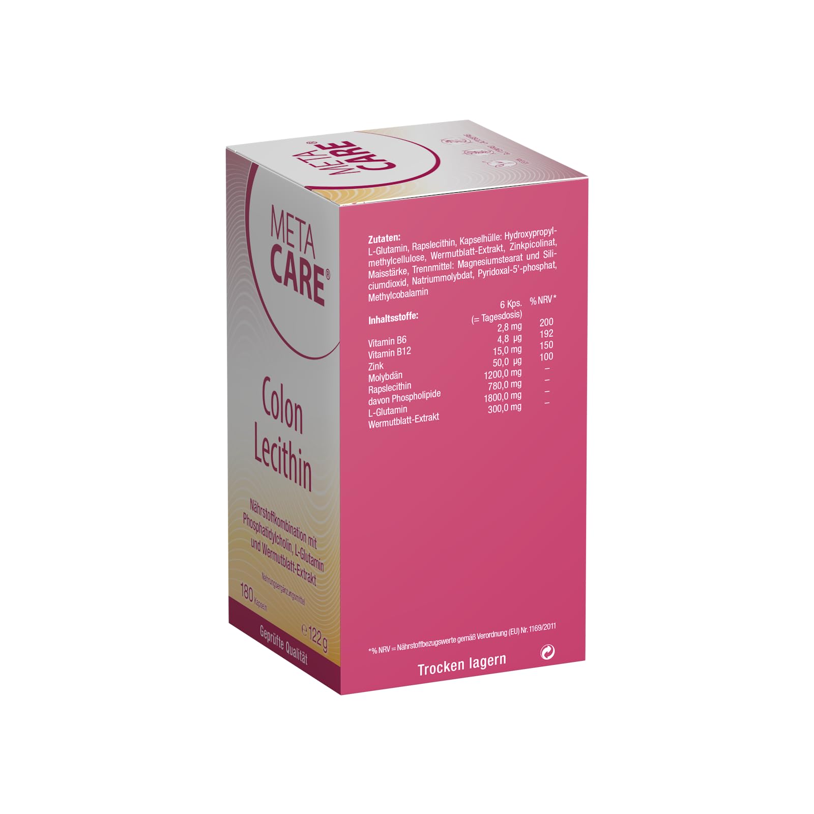 Colon Lecithin – Hochwertiges Phosphatidylcholin – L-Glutamin – Pflanzlich ergänzt durch Wermutblatt-Extrakt – Hochdosiert – Vegan – 180 Kapseln
