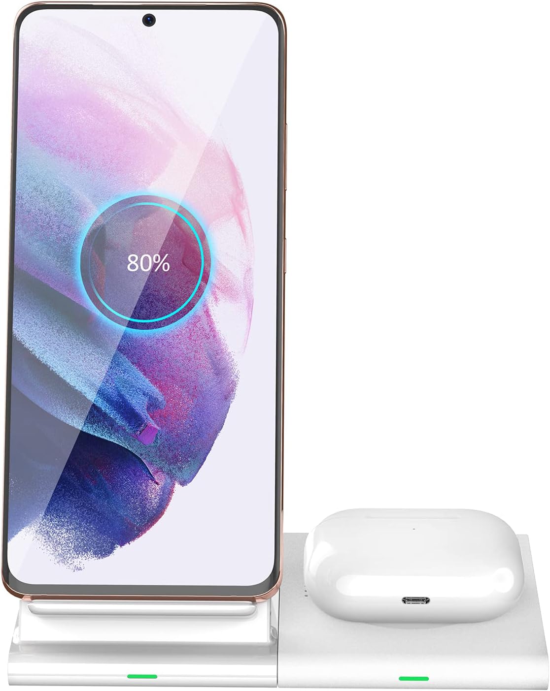 Hoidokly Dual Wireless Charger Qi 2 in 1 Fast Charging Station for Samsung Galaxy S23/S21+/S20/S10/S9/Note 2, Galaxy Watch/Buds/Gear 3, iPhone 14/14 Plus/13/13 Pro/12/11/XS/X/8P/Airpods Pro/3/2