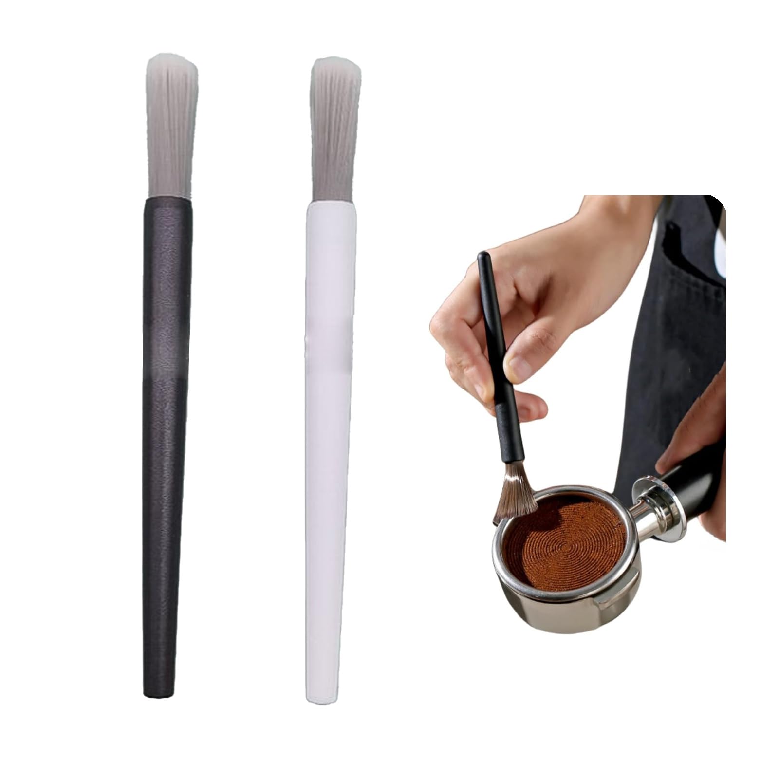 2pcs coffee brush grinder cleaning tool powder cleaning household coffee brush set for removing coffee grounds, dual head brush accessory, desktop, simple barista, dual-use