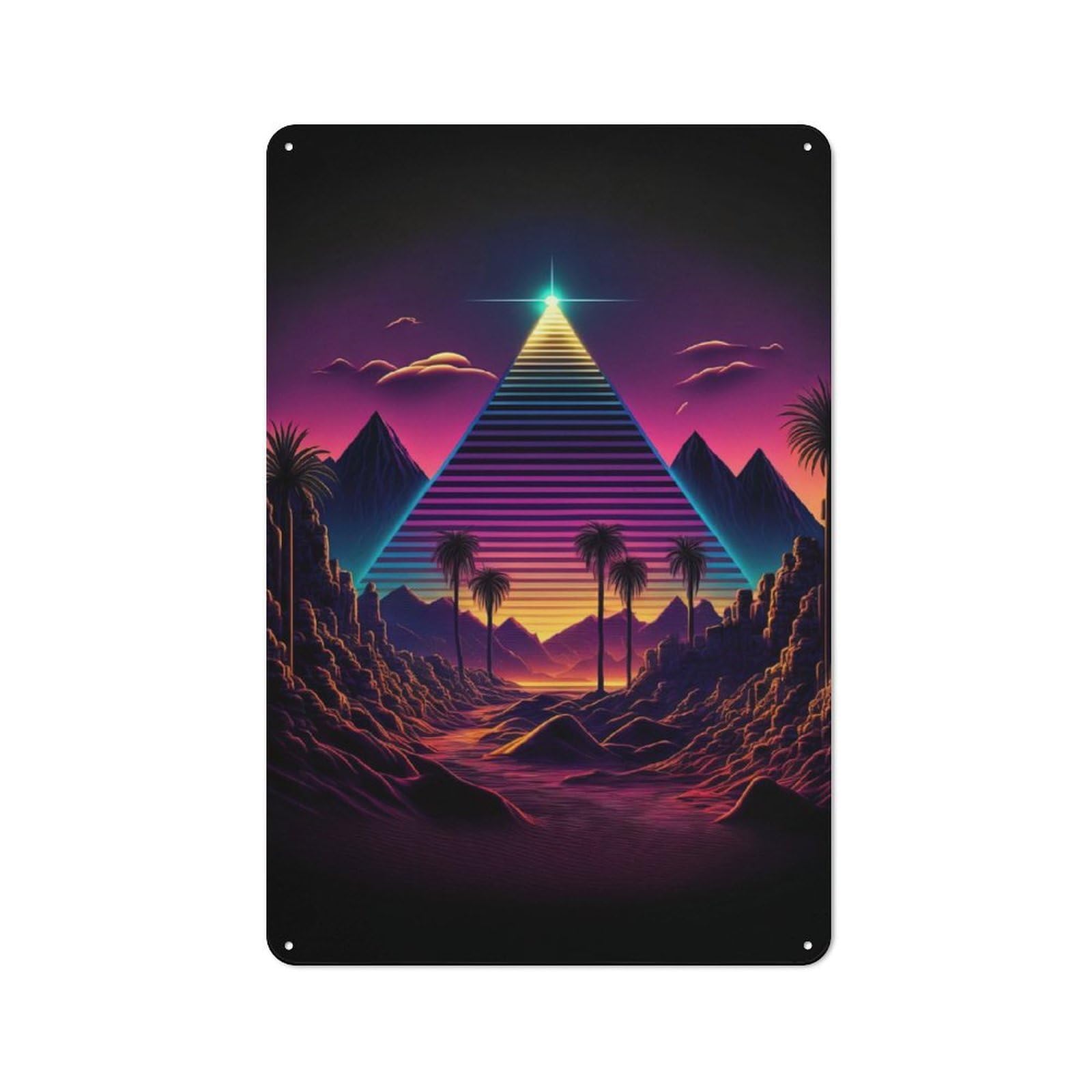 Junmoney A Retrowave Pyramid Printed Metal Sign 30X20cm For Pub Or Café, With Clear Industrial Wall Decor Character