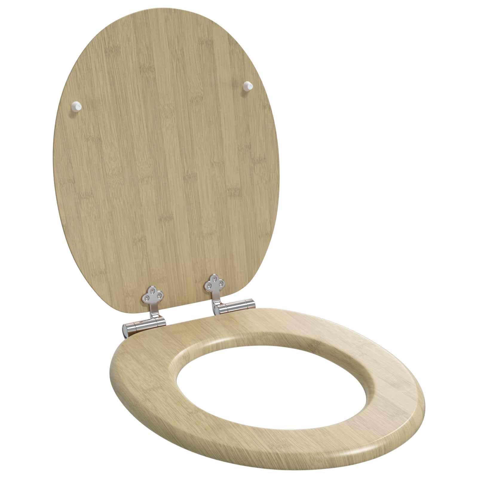 Asiento de inodoro de cierre suave 2 uds. Color bambú claro,6.4kg-3414532