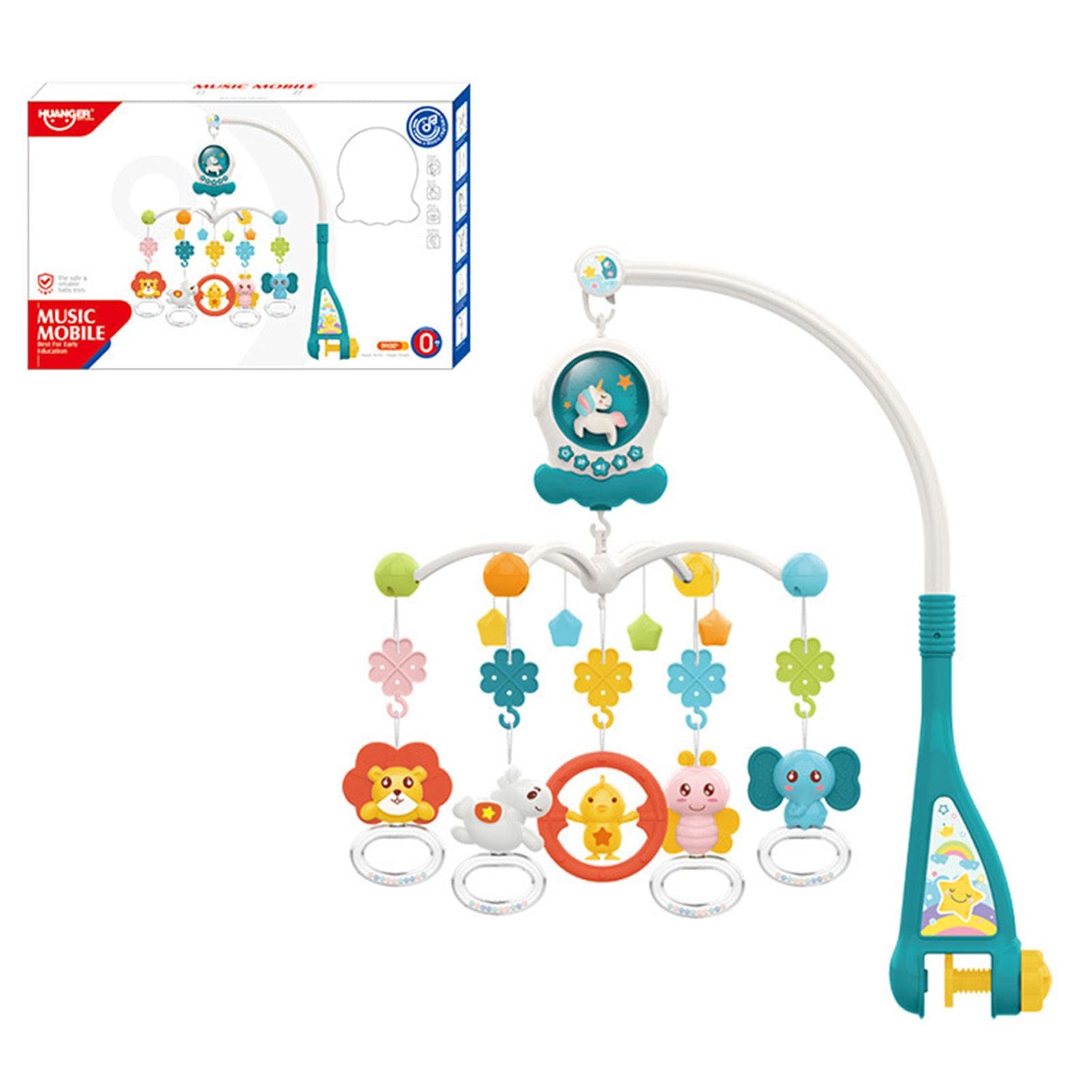 Culla Giocattoli Hanging Mobile - Culla Giocattolo con Carillon | e proiettore per Bambini - Carillon per Staccabile con Oltre 600 ninne nanne, Giocattolo per Neonato