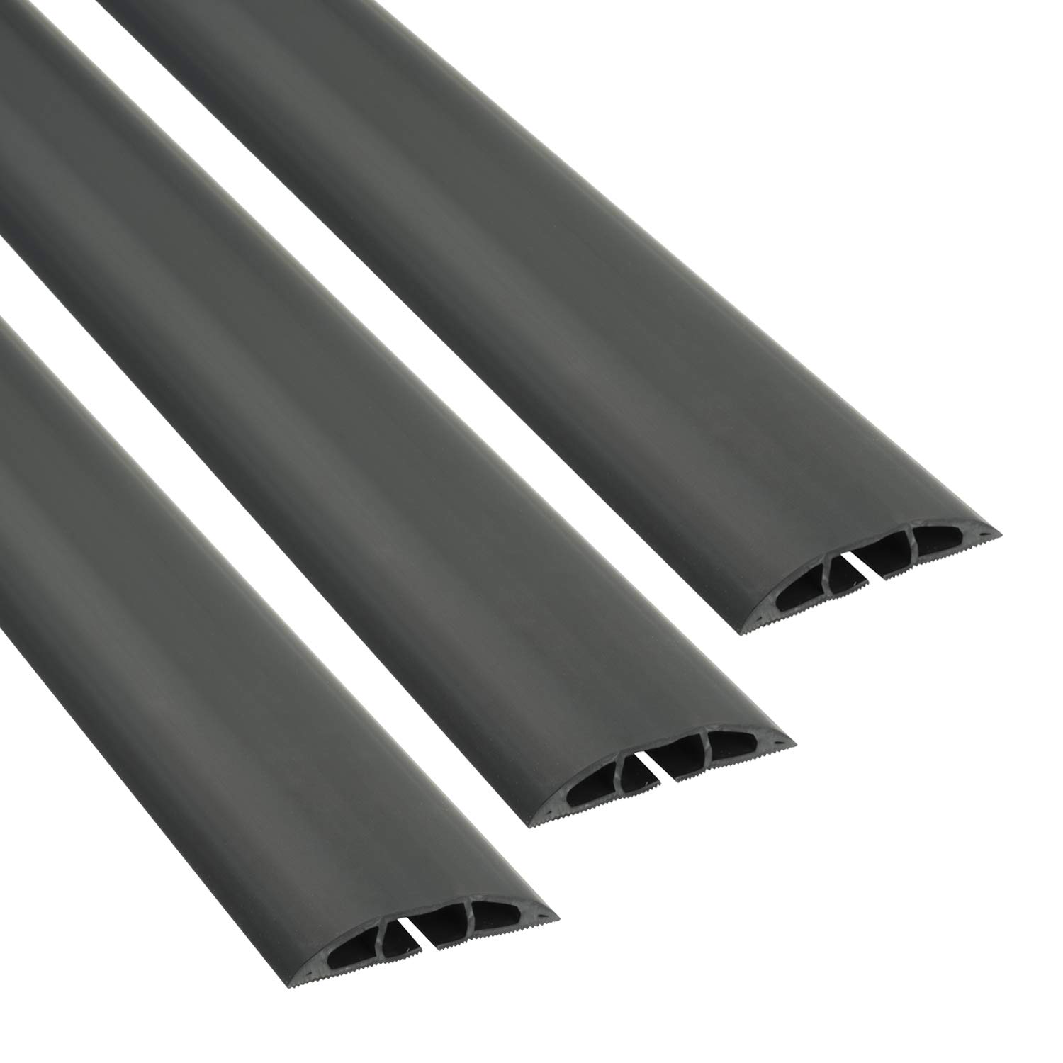D-Line 6 Foot Floor Cord Cover, Cable Protector Case Pack, CC-1/3PK, Protect Cords and Prevent Trip Hazards, Black (Pack of 3)
