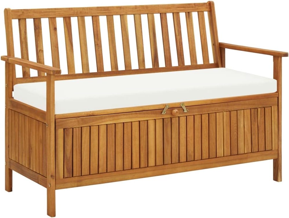 Patio Storage Bench Solid Acacia Wood 47.2"x24.8"x33.1" Outdoor Seating