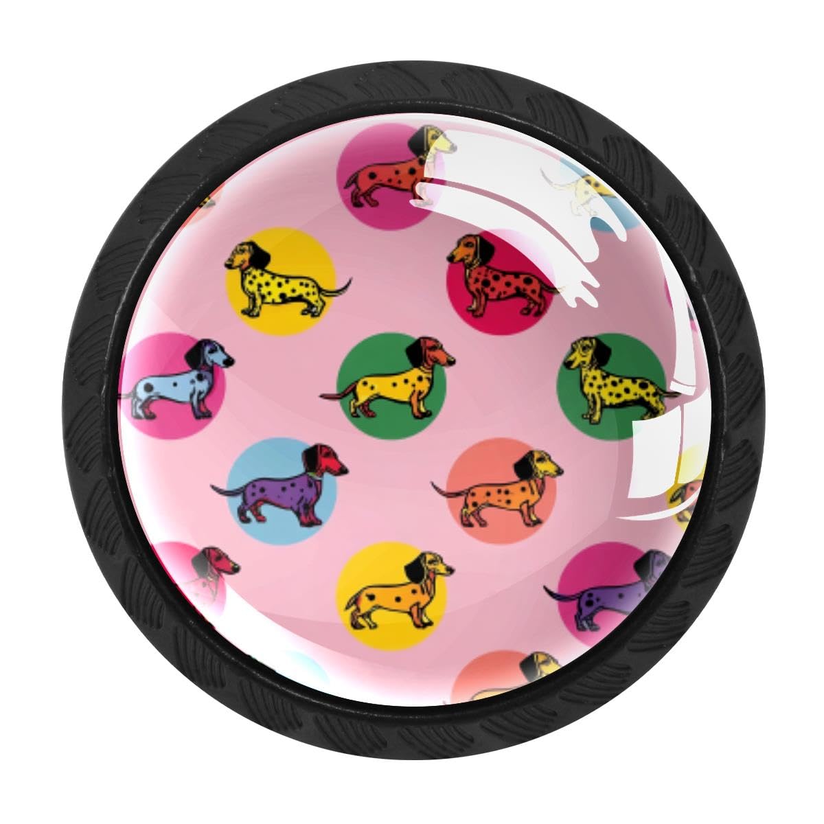 Heoeh Multi 8 4 Pcs Cabinet Knobs, Colorful Dachshund Drawer Knobs Dresser Handles