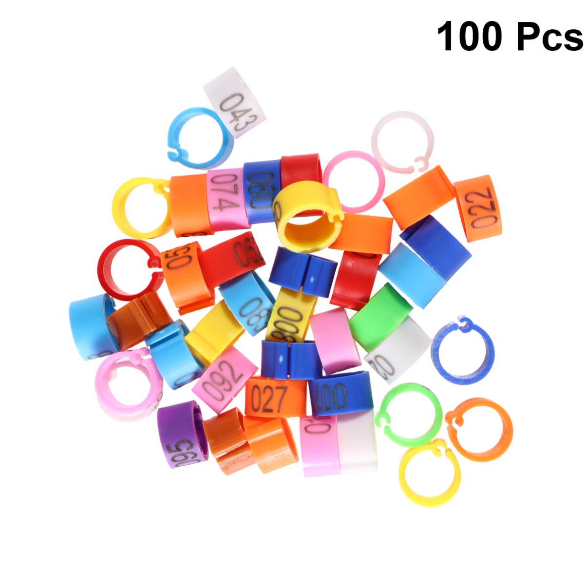 100 anillas coloridas for loros, palomas y gallinas: anillos de fácil apertura for identificar aves.