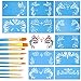 Pixiss Face Paint Stencils 13 Pack Kit Large Reusable Face Painting Stencils for Facepainting, Tattoo Templates, Halloween Makeup Stencil with 10 Painting Brushes Nylon Round and Pointed Brush Set