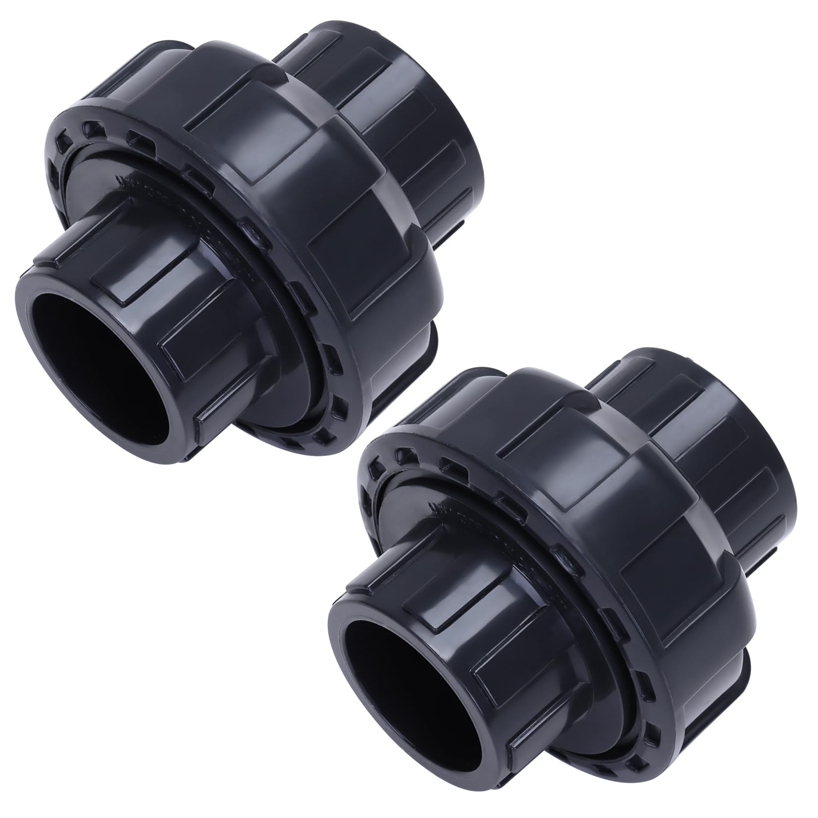 DERNORD 2 Pack UPVC Union Pipe Fitting, 3/4 inch Slip Union Coupling Adapter, Schedule 80, EPDM O-ring, Socket x Socket