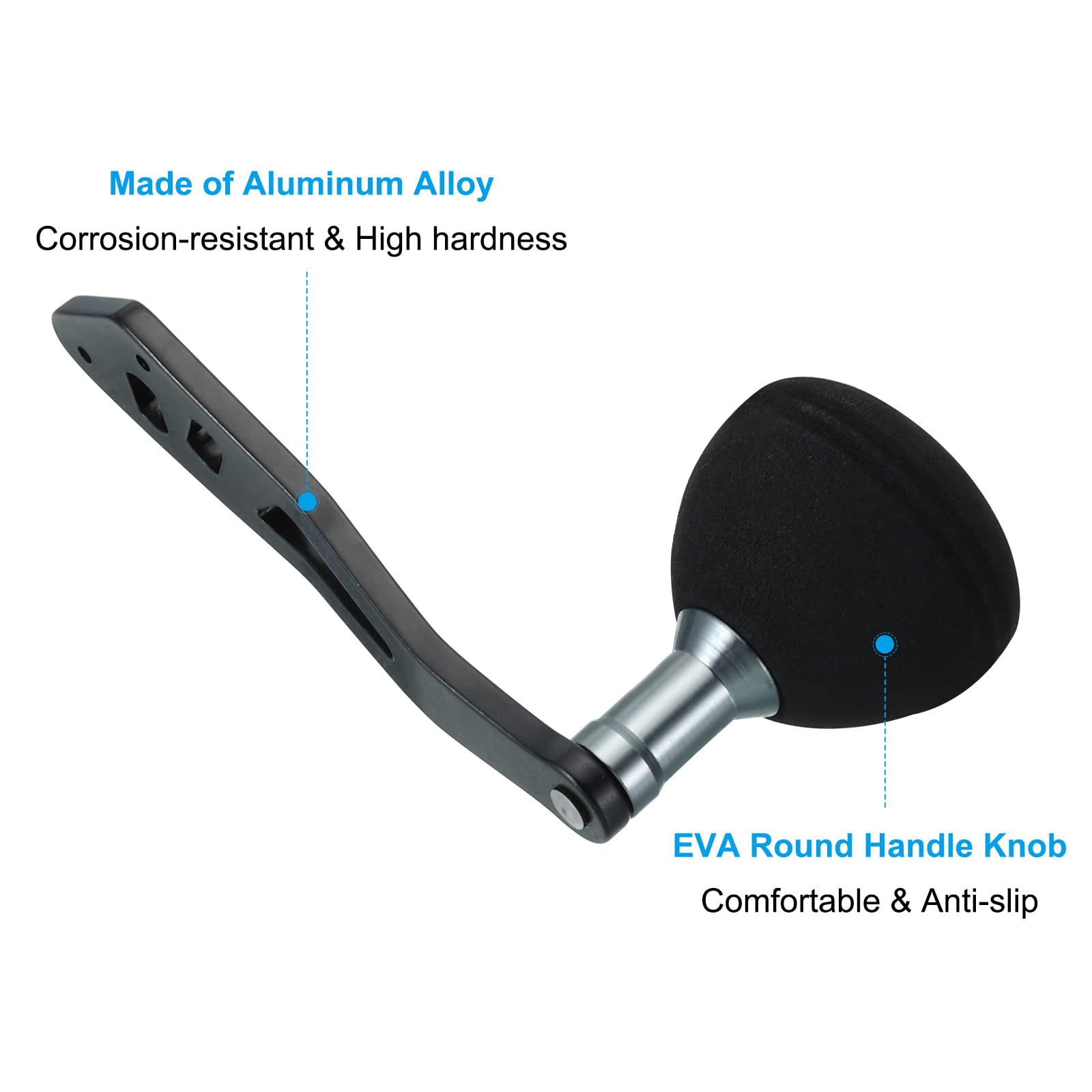 PATIKIL Baitcasting Power Handle - Juego de 3 mangos de carrete de pesca de metal EVA, piezas de repuesto para accesorios de brazo basculante, color negro