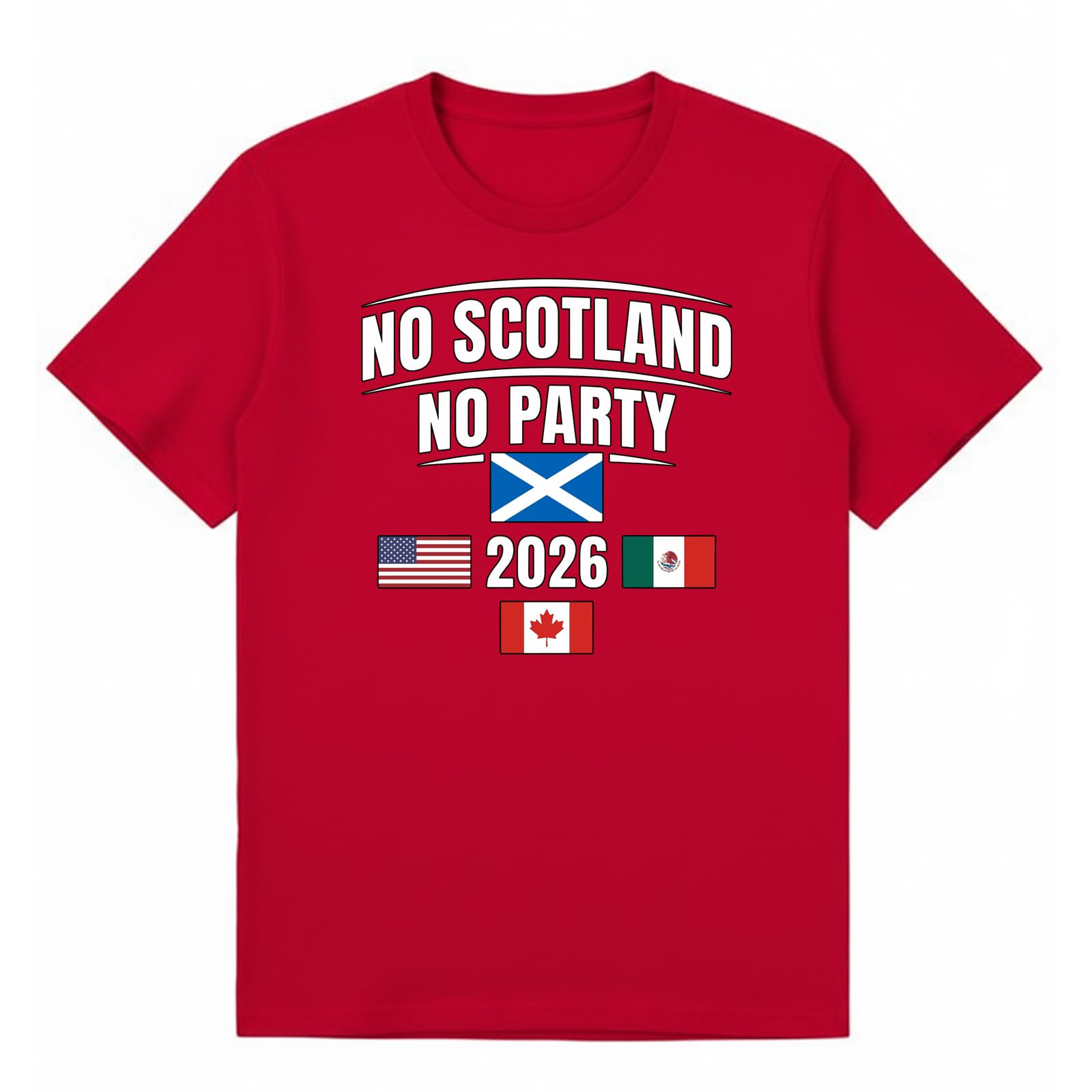 No Scotland No Party 2026 Soccer Sports Football Mens Graphic T-Shirt Novelty Retro Fan Tee USA Mexico Canada Host Nations Supporters Top Red XXL — image 1