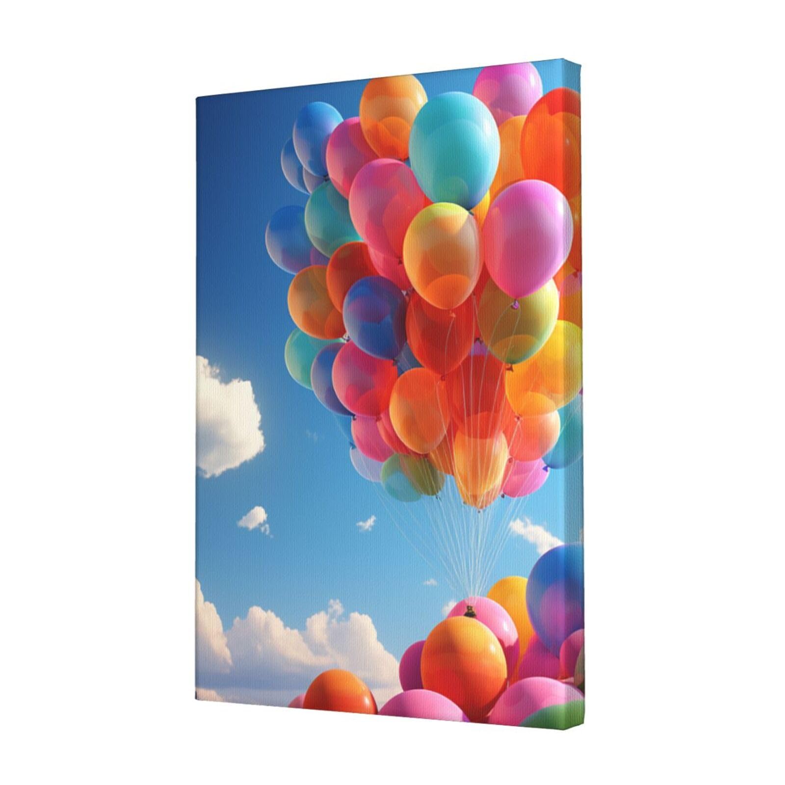 FodPand Colorful Balloon Canvas Wall Art for Living Room Wall Decor 12"x18" Modern Artwork Painting Pictures Hanging Canvas Prints Aesthetic Wall Art for Bedroom Bathroom Office Wallart Decor