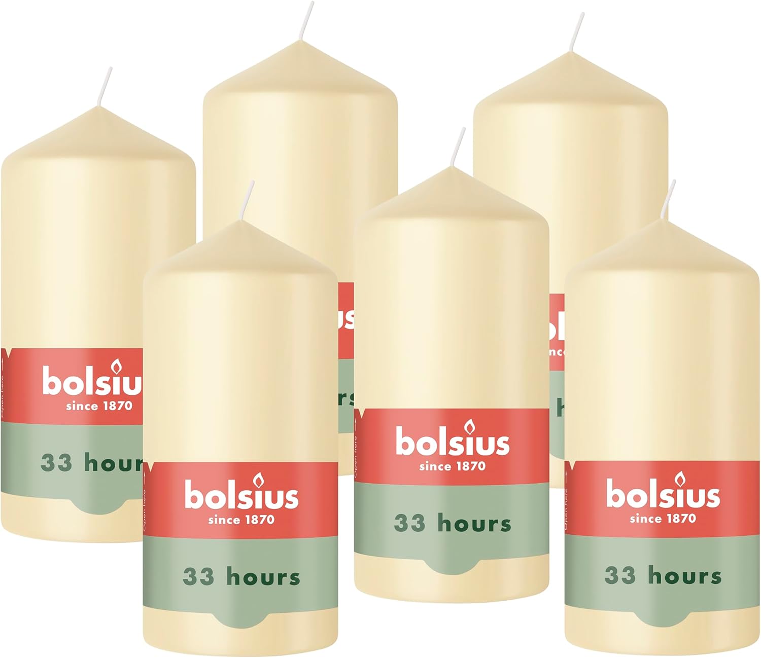 Bolsius - Pillar Candle - Taupe - 15 cm - Burning Time 42 Hours - with Natural Extracts - Natural Plant Wax - Without Palm Oil