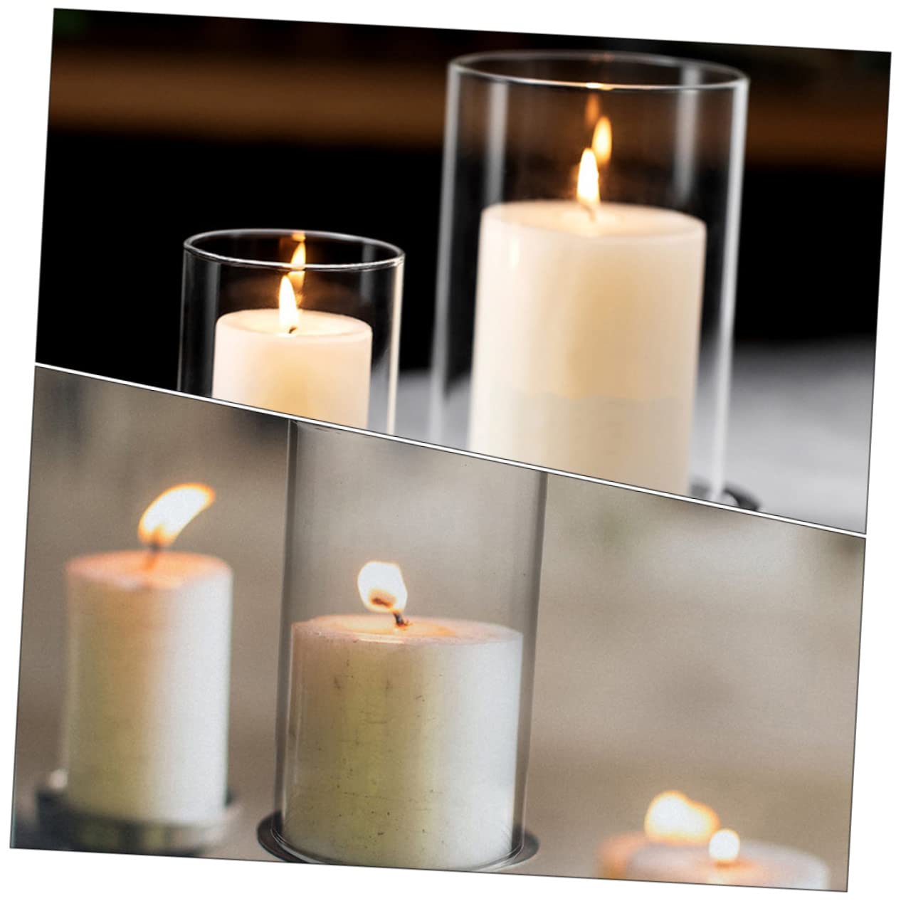 IMIKEYA Lot de 3 Bougeoirs Pilier en Verre Transparent en Verre Borosilicate, Abat-Jour Tube Simple et Coupe-Vent pour Bougies, pour Décoration Intérieure