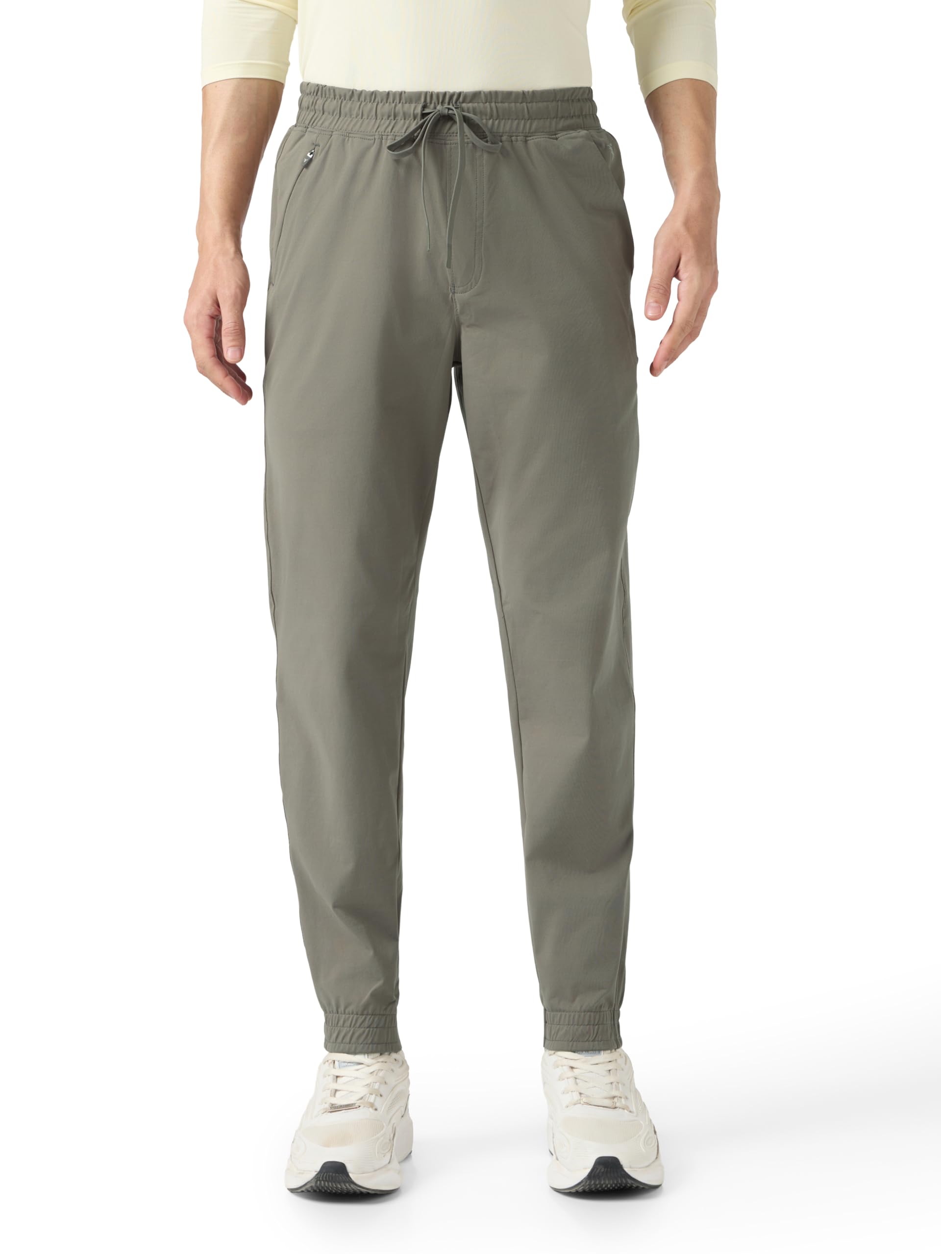 technosport Men's Solid Relaxed Fit Joggers ELASTOPLUS 4-Way Stretch Polyester Quick Dry Mid Rise Drawstring with Zip Pockets for Gym Running-picture-35