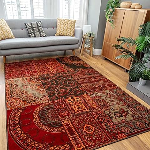 Classic Red Paisley Print Area Rug Cover