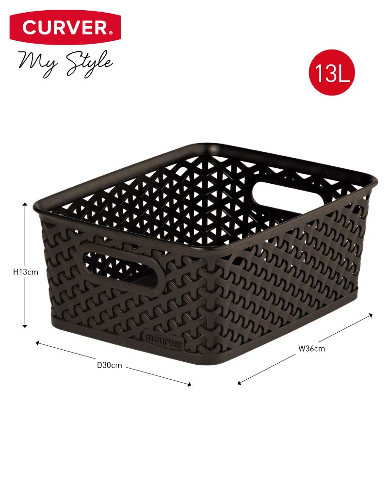 Buy Curver My Style Medium Rectangular Storage Basket, Dark Brown, 13