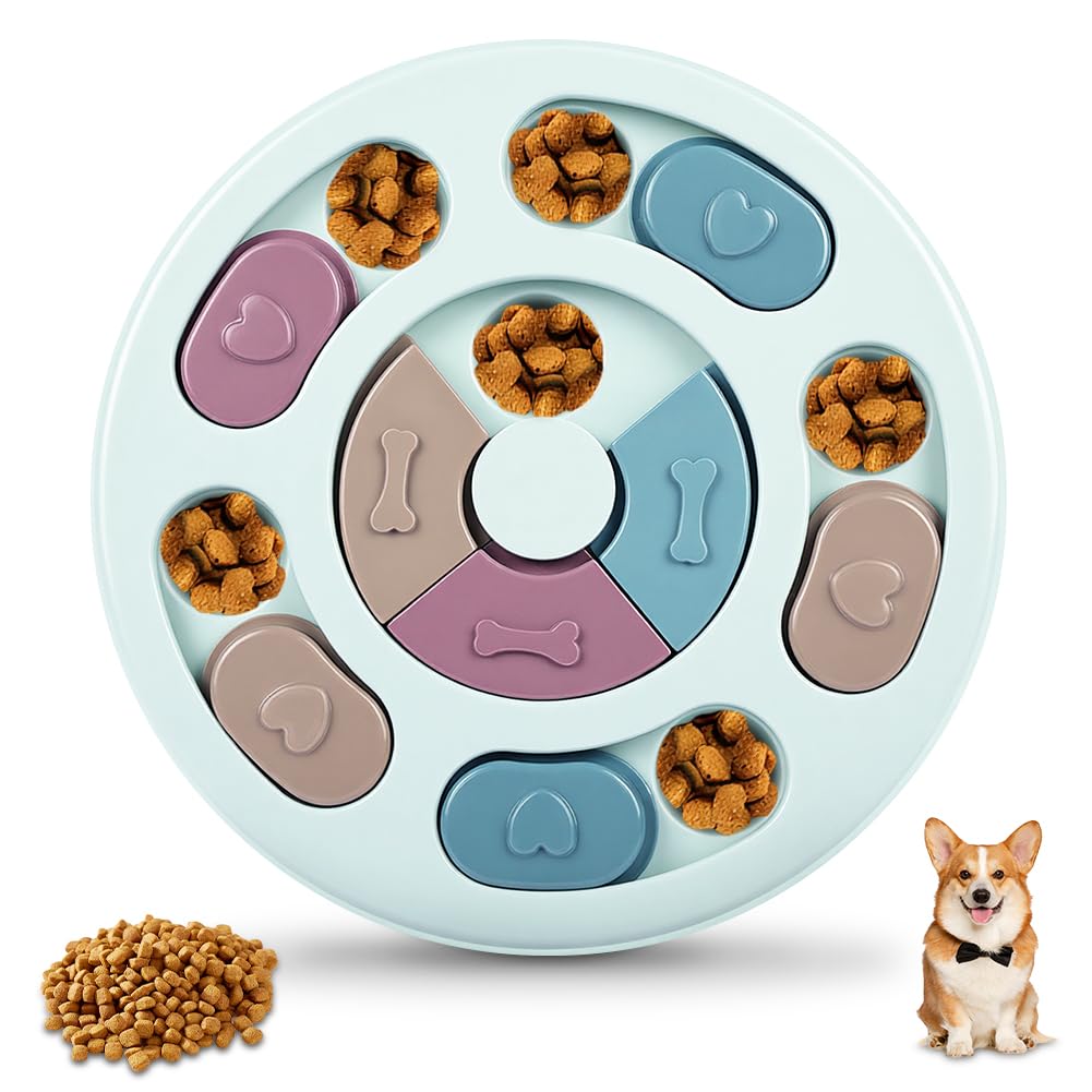 Giocattoli di Intelligenza per Cani, Treat Dispenser Giocattolo Interattivo, Puzzle Antiscivolo per Cani, Lavabile, Sicurezza, Giocattolo intelligenza per Cani, Cuccioli e Gatti, Blu