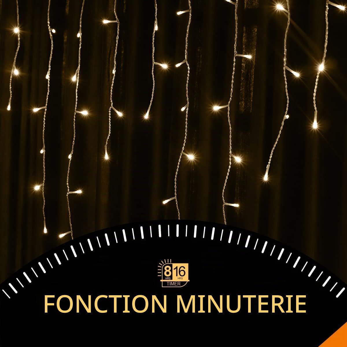 ANSIO® Guirlande Lumineuse 11m 320 LED Blanc Chaud Guirlande Stalactite de Noel d'Extérieur et Intérieur Idéales pour Fenêtre, d’un Jardin | Facile à Installer électrique Guirlande | Câble Transparent