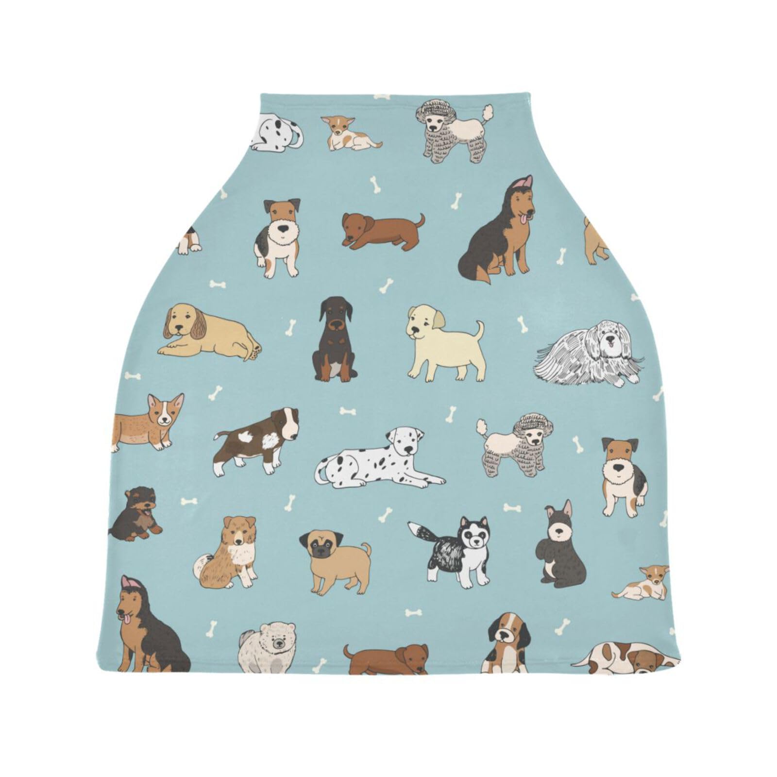 YETTASBIN Cute Dog Puppy Baby Car Seat Cover, Stretchy Canopy Cover Soft Breastfeeding Cover Breathable Infant Stroller Cover for Newborn Girl Boy