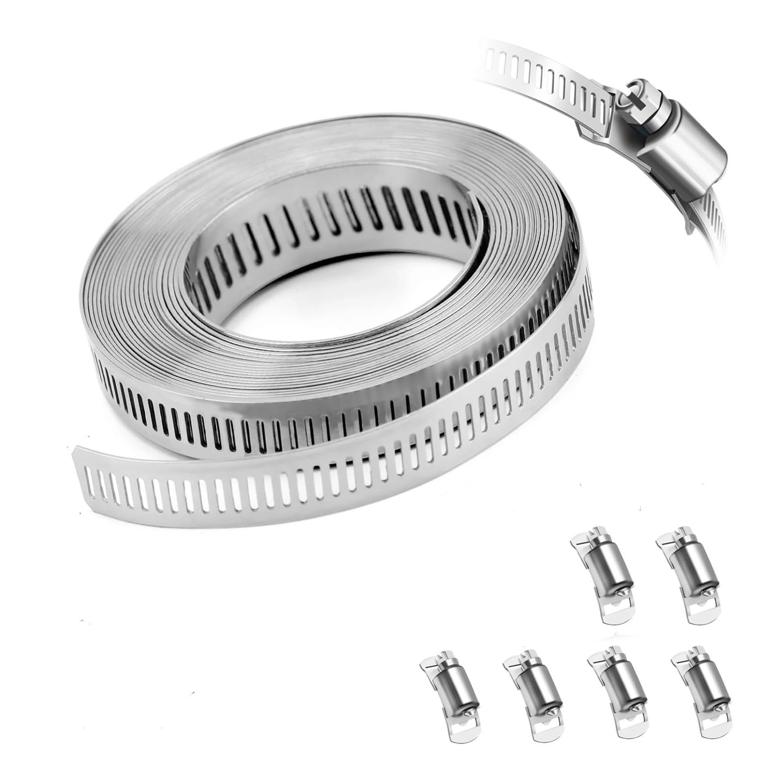 2Set Adjustable Hose Clamps Worm Gear Stainless Steel Clamp+Fasteners Automobiles Accessories and for Tube
