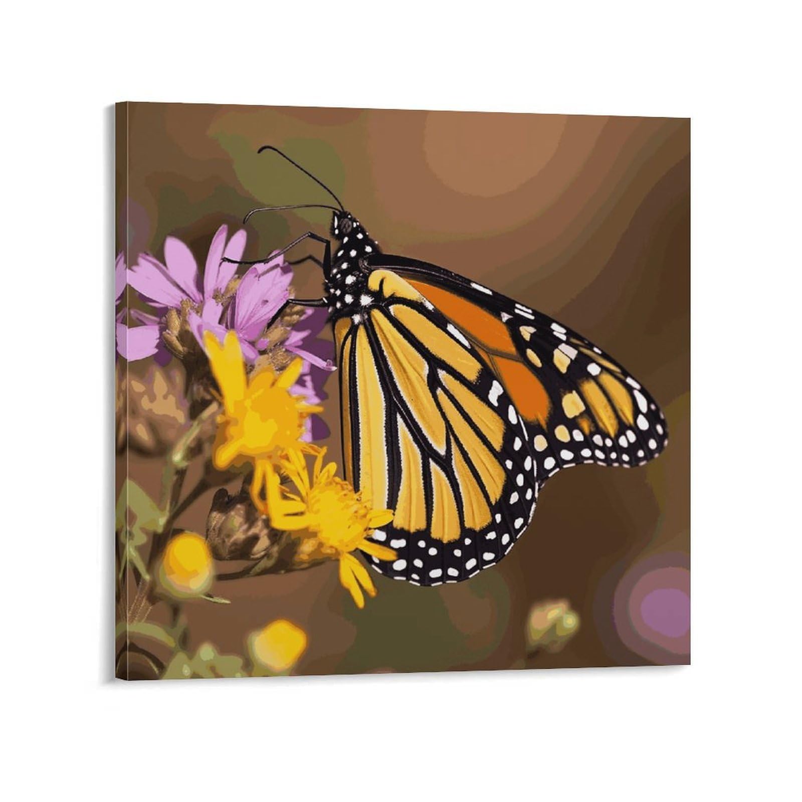 KLOPH Monarch Butterfly Canvas Wall Art for Living Room 08x8inch Modern Artwork Painting for Bathroom Hanging Canvas Prints Aesthetic Wallart for Bedroom Kitchen Office Wall Decor