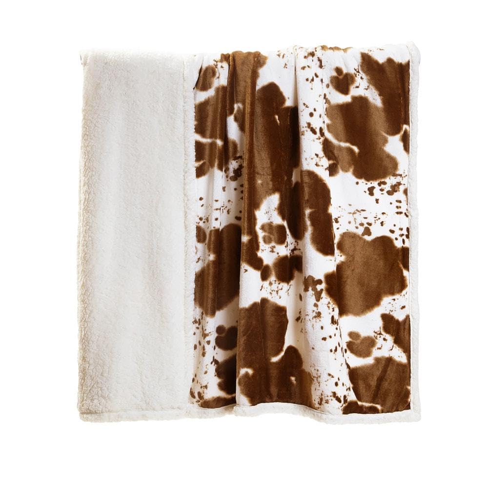 CARSTENS, INC. Ultra Premium Super Soft Plush Sherpa Fleece Oversized Throw Blanket 54" x 68", Faux Cowhide