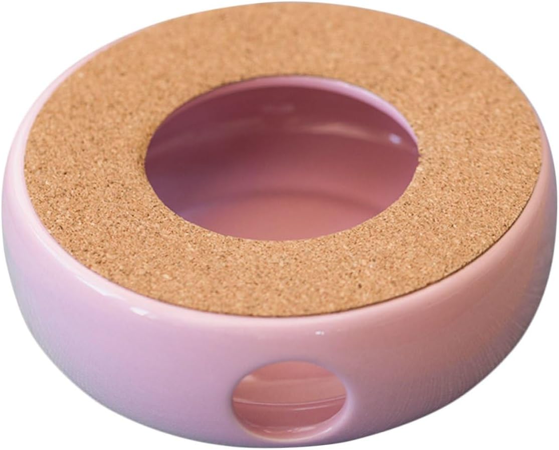 Ceramic Tea Heater Warmer for Teapots Compact Pink Porcelain Base with Stable Performance Multi-use Desktop Decoration and Clean Heating Stove for Home and Office