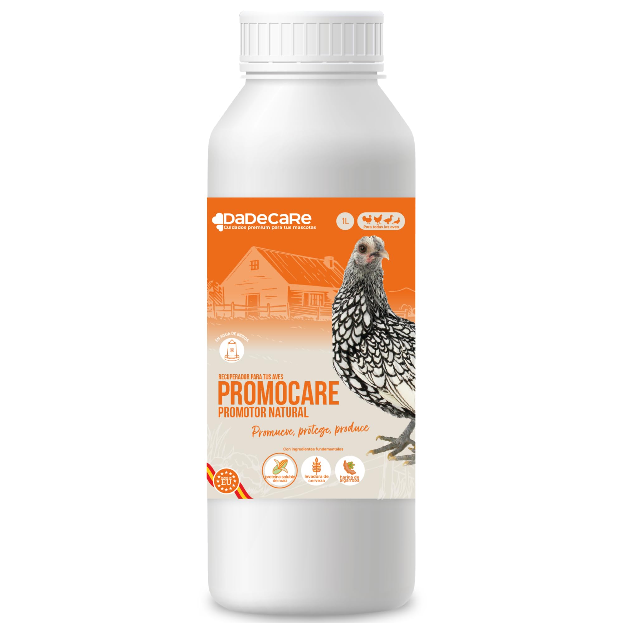 Promocare – Promotor Multivitamínico 1L para Aves de Corral y Ornamentales – Multivitamínico Aviar con Aminoácidos y Antioxidantes – Vitaminas para Aves en Solución Líquida