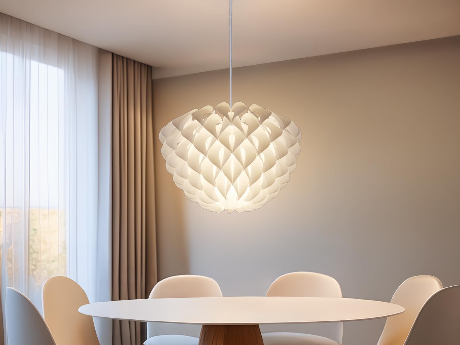 Nowoczesna Lampa Wisząca LED, Ściemniana, Lampy Sufitowe, Oświetlenie LED, 1 Źródło Światła, Tworzywo Sztuczne, Biała, Ø 40 cm