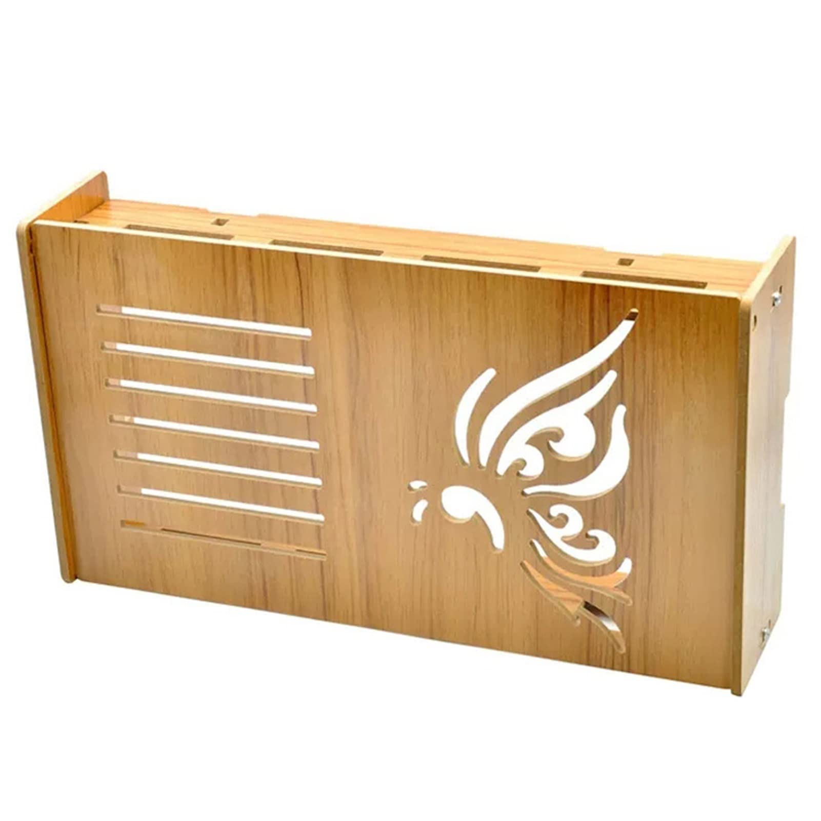 Large Storage Holder with Flip Cover Wireless WiFi Router Case for Living Room - Wood Board, 14x3.3x7.8inches (Color : B)